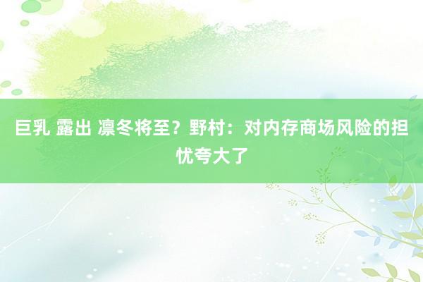 巨乳 露出 凛冬将至？野村：对内存商场风险的担忧夸大了