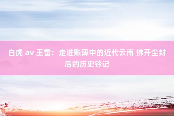 白虎 av 王雷：走进账簿中的近代云南 拂开尘封后的历史钤记