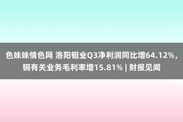 色妹妹情色网 洛阳钼业Q3净利润同比增64.12%，铜有关业务毛利率增15.81% | 财报见闻