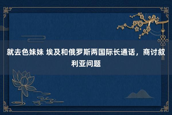 就去色妹妹 埃及和俄罗斯两国际长通话，商讨叙利亚问题