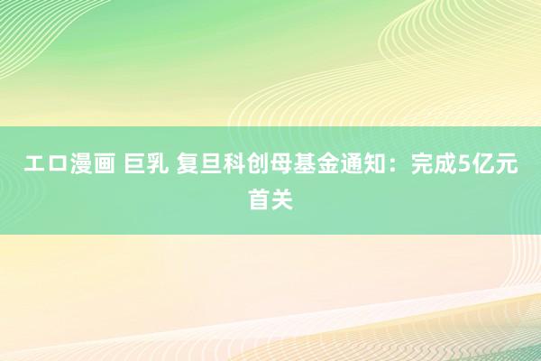 エロ漫画 巨乳 复旦科创母基金通知：完成5亿元首关