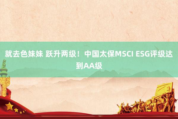 就去色妹妹 跃升两级！中国太保MSCI ESG评级达到AA级