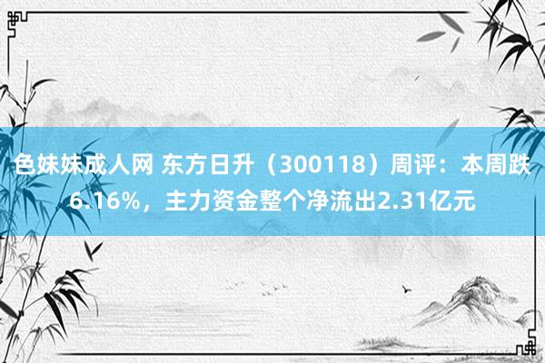 色妹妹成人网 东方日升（300118）周评：本周跌6.16%，主力资金整个净流出2.31亿元