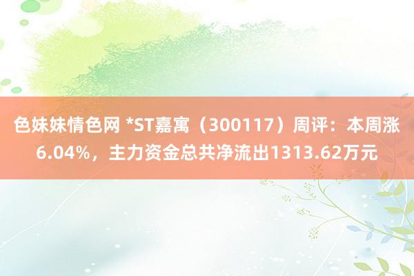 色妹妹情色网 *ST嘉寓（300117）周评：本周涨6.04%，主力资金总共净流出1313.62万元