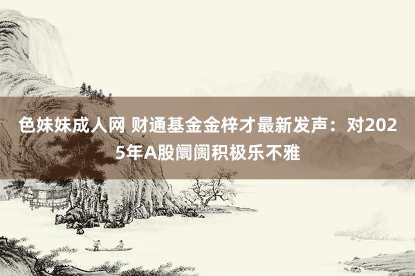 色妹妹成人网 财通基金金梓才最新发声：对2025年A股阛阓积极乐不雅