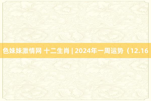 色妹妹激情网 十二生肖 | 2024年一周运势（12.16