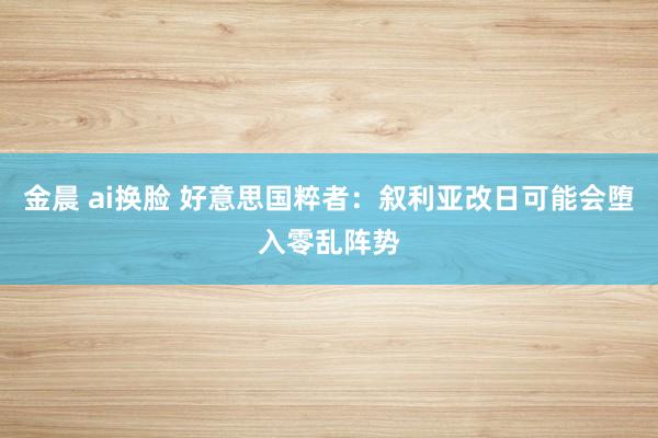 金晨 ai换脸 好意思国粹者：叙利亚改日可能会堕入零乱阵势