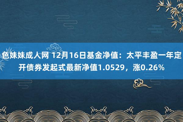 色妹妹成人网 12月16日基金净值：太平丰盈一年定开债券发起式最新净值1.0529，涨0.26%
