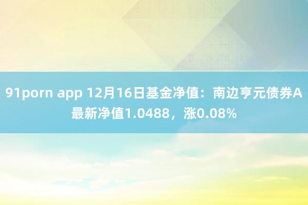 91porn app 12月16日基金净值：南边亨元债券A最新净值1.0488，涨0.08%