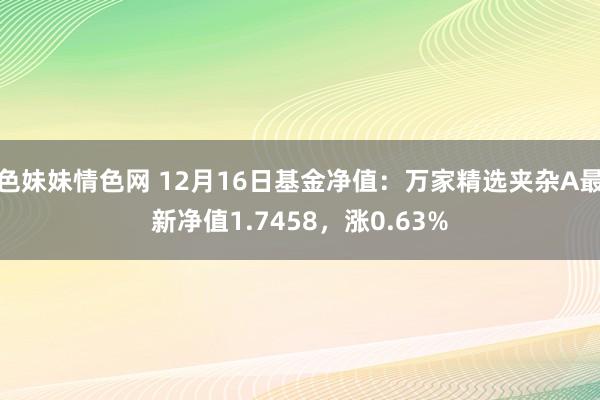 色妹妹情色网 12月16日基金净值：万家精选夹杂A最新净值1.7458，涨0.63%