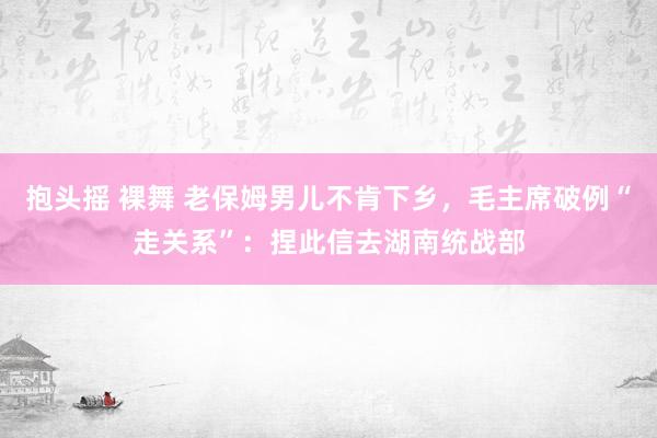 抱头摇 裸舞 老保姆男儿不肯下乡，毛主席破例“走关系”：捏此信去湖南统战部