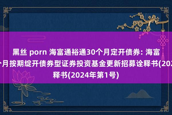 黑丝 porn 海富通裕通30个月定开债券: 海富通裕通30个月按期绽开债券型证券投资基金更新招募诠释书(2024年第1号)
