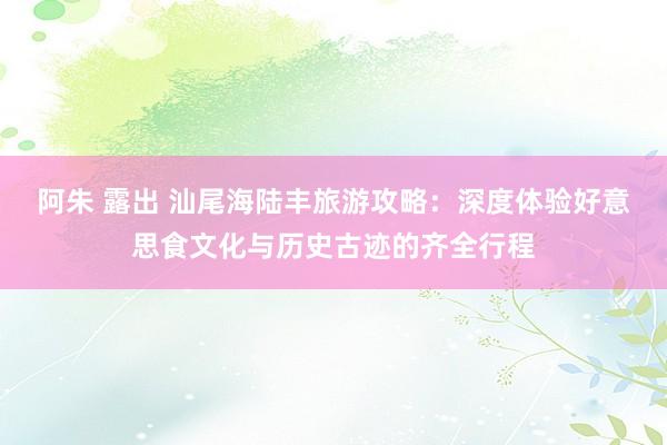 阿朱 露出 汕尾海陆丰旅游攻略：深度体验好意思食文化与历史古迹的齐全行程