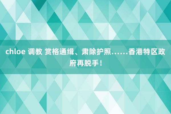 chloe 调教 赏格通缉、肃除护照……香港特区政府再脱手！