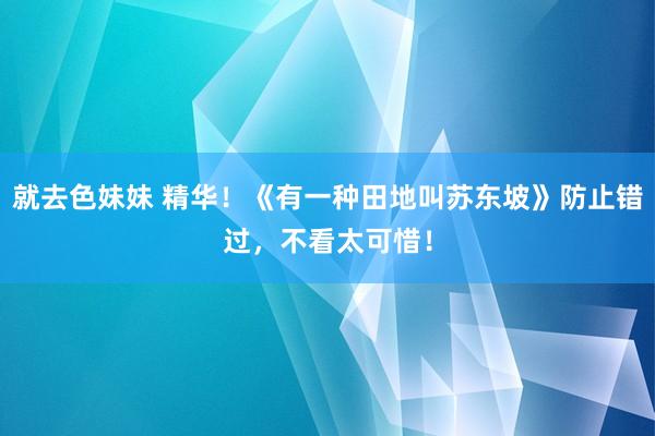 就去色妹妹 精华！《有一种田地叫苏东坡》防止错过，不看太可惜！