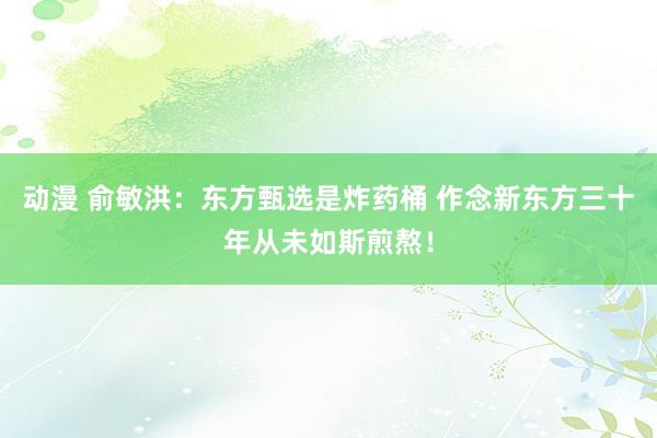 动漫 俞敏洪：东方甄选是炸药桶 作念新东方三十年从未如斯煎熬！