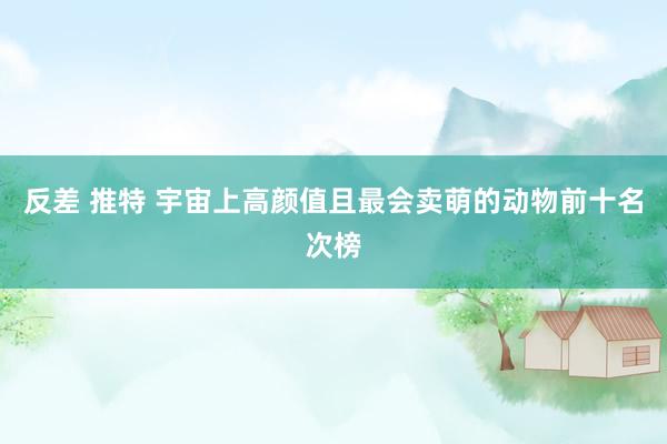 反差 推特 宇宙上高颜值且最会卖萌的动物前十名次榜