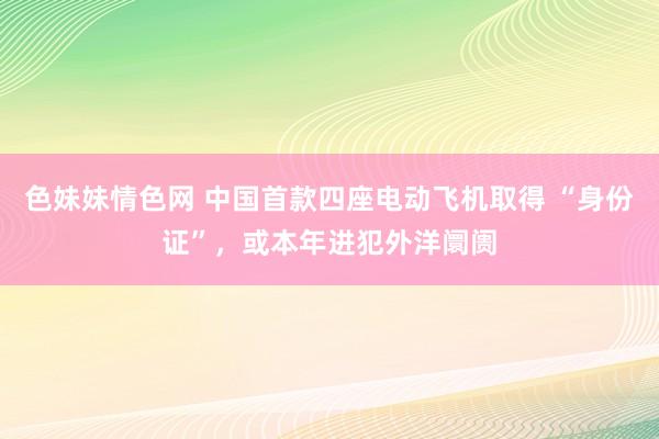 色妹妹情色网 中国首款四座电动飞机取得 “身份证”，或本年进犯外洋阛阓
