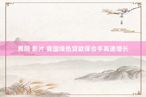 男同 影片 我国绿色贷款保合手高速增长