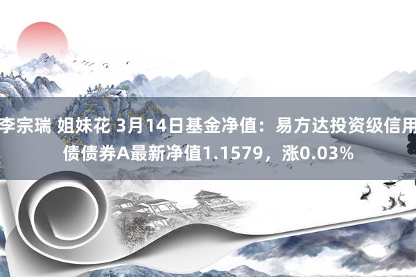 李宗瑞 姐妹花 3月14日基金净值：易方达投资级信用债债券A最新净值1.1579，涨0.03%
