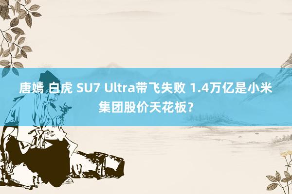 唐嫣 白虎 SU7 Ultra带飞失败 1.4万亿是小米集团股价天花板？