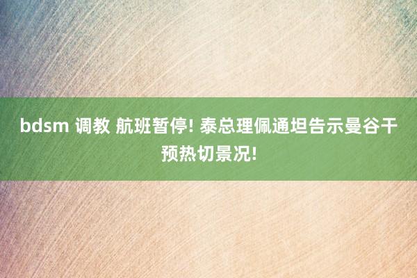 bdsm 调教 航班暂停! 泰总理佩通坦告示曼谷干预热切景况!