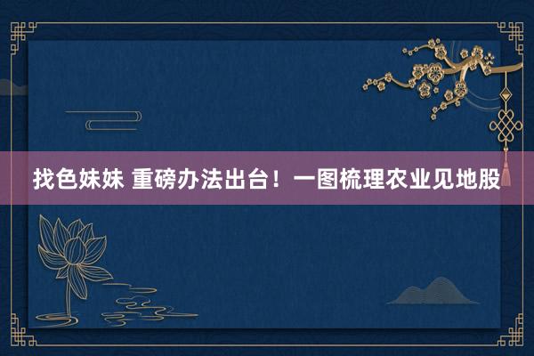 找色妹妹 重磅办法出台！一图梳理农业见地股